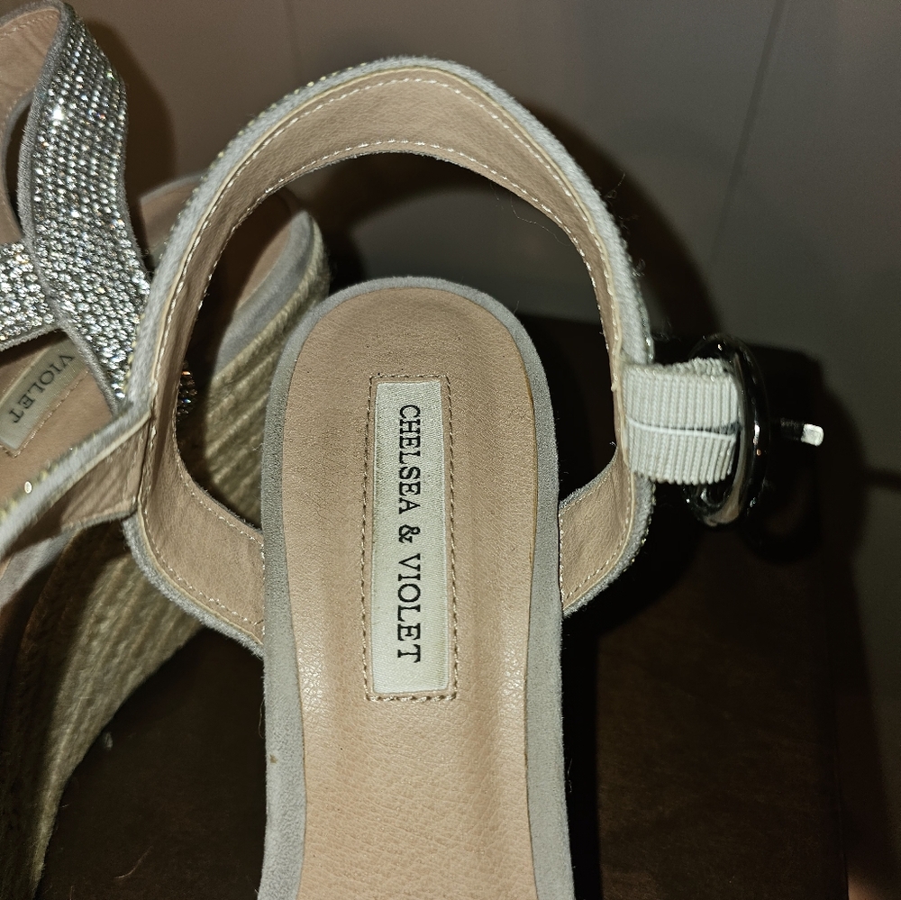 Silver Rhinestone Wedge Sandals - Picture 6 of 7